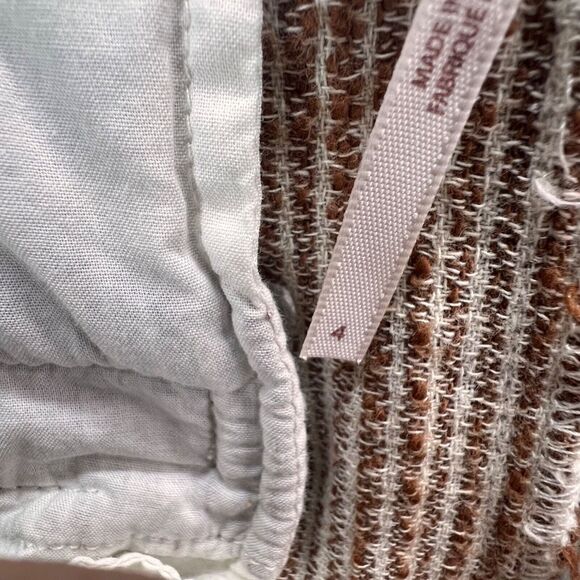 Free People Light At Sunrise Pants Women 4 Brown White Cotton Crop Resort Boho - Picture 12 of 15